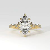 Front View of 2.18ct Marquise Lab Diamond Ring with Accent Stones