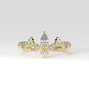Front View Of 0.56 carat Pear Cut Tiara Style Diamond Promise Ring 