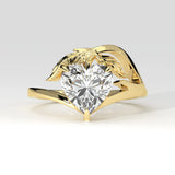 2ct Heart Shape Lab Grown Diamond Ring with Nature Inspired Leaf Design