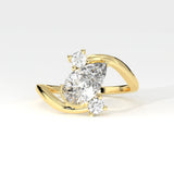1.92ct Pear Shape Lab Grown Diamond Bypass Ring with Curved Split Band