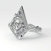 Side view of 2.88ct Kite Shape Halo Lab Created Diamond Engagement Ring