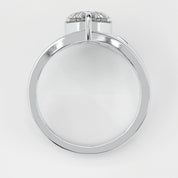 Metal View Of 2ct Heart Shape Lab Grown Diamond Ring with Nature Inspired Leaf Design