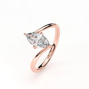 Angled View Of 1 Ct Marquise Cut Diamond Promise Ring with Modern Open Band