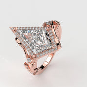Angled View Of 2.88ct Kite Shape Halo Lab Created Diamond Engagement Ring
