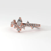 Side View Of 0.56 carat Pear Cut Tiara Style Diamond Promise Ring 