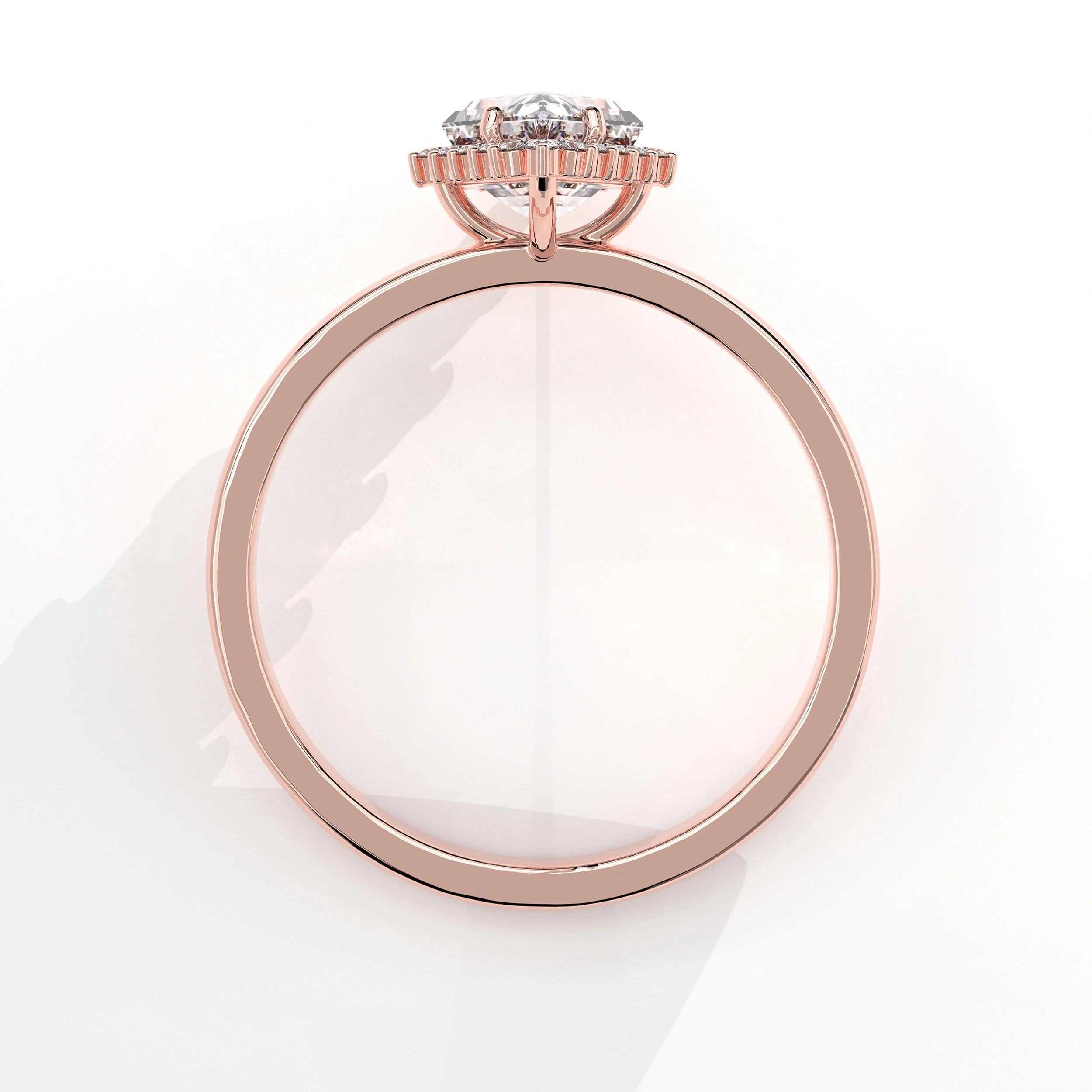 Metal View Of 0.61 carat Lozenge Shape Halo Diamond Ring with Vintage Cluster Frame