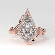 Front View OF 2.88ct Kite Shape Halo Lab Created Diamond Engagement Ring