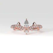 Front View Of 0.56 carat Pear Cut Tiara Style Diamond Promise Ring 