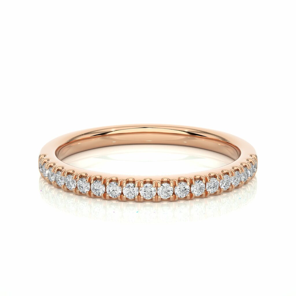 0.20 Carat Round Cut Natural Diamond Prong Setting Half Eternity Wedding Band Rose Classic Wedding Rings