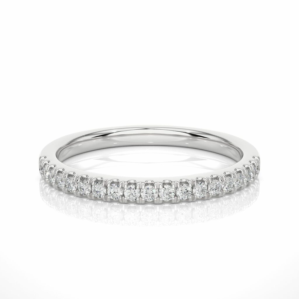 0.23 Carat Round Cut V Prong Setting Diamond Half Eternity Wedding Band 950 Platinum Natural Diamond Black Diamond Wedding Rings