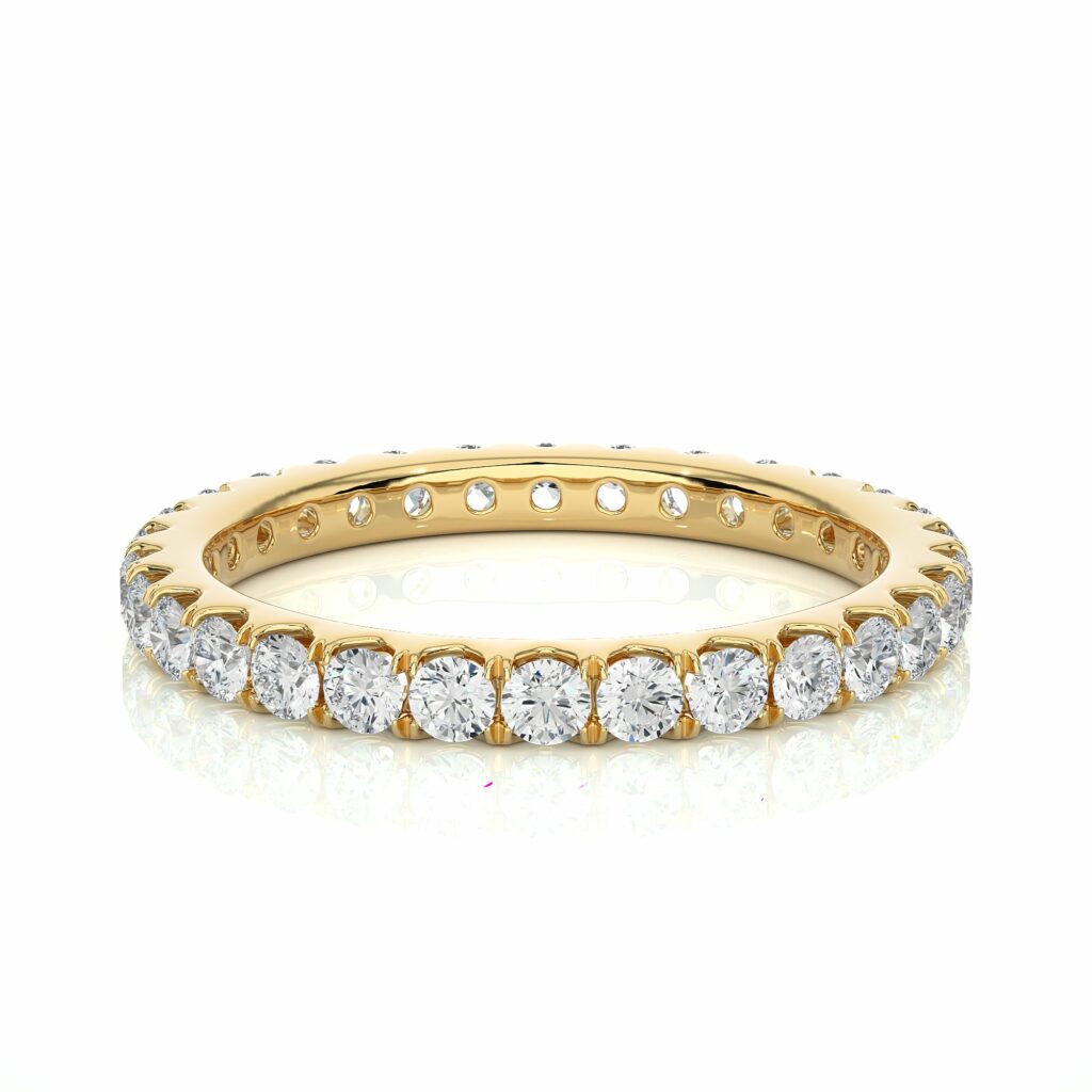 1.05 Ct Round Cut V Prong Set Lab Diamond Eternity Wedding Band In White Gold Yellow