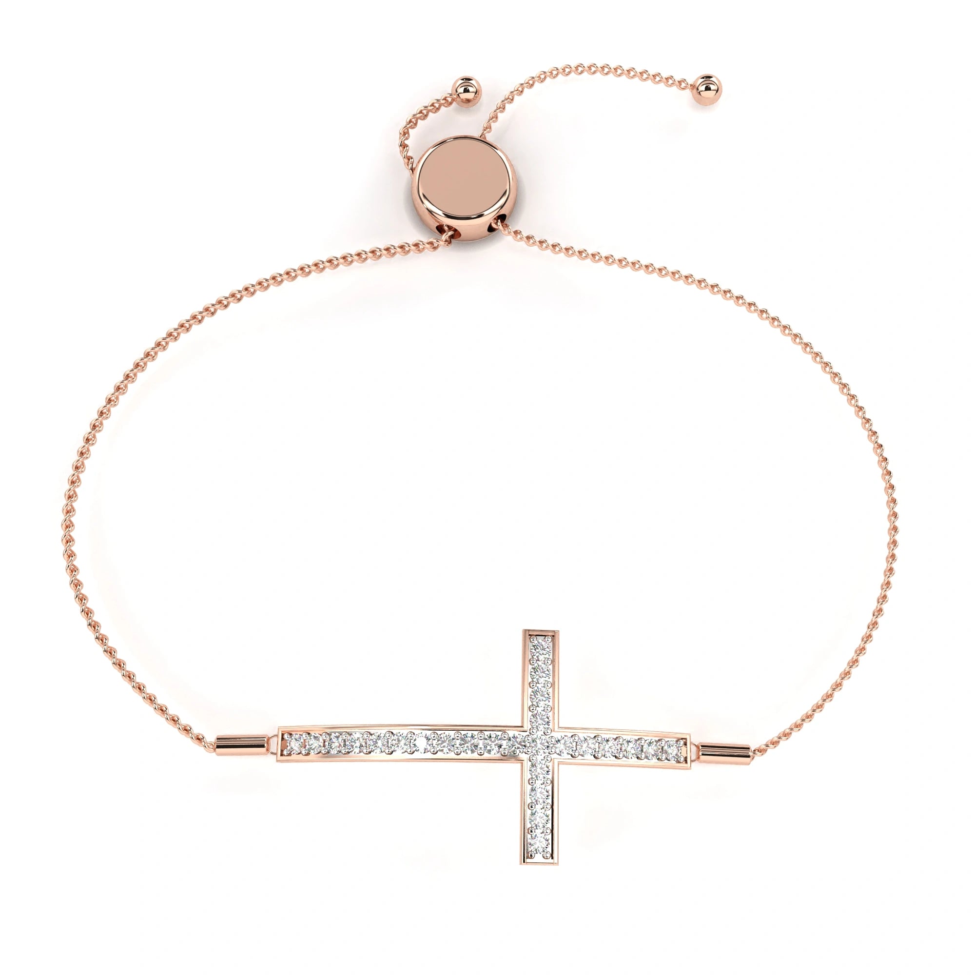0.36 Carat Diamond Cross Bracelet in White Gold for Women 18K Rose Gold Natural Diamond