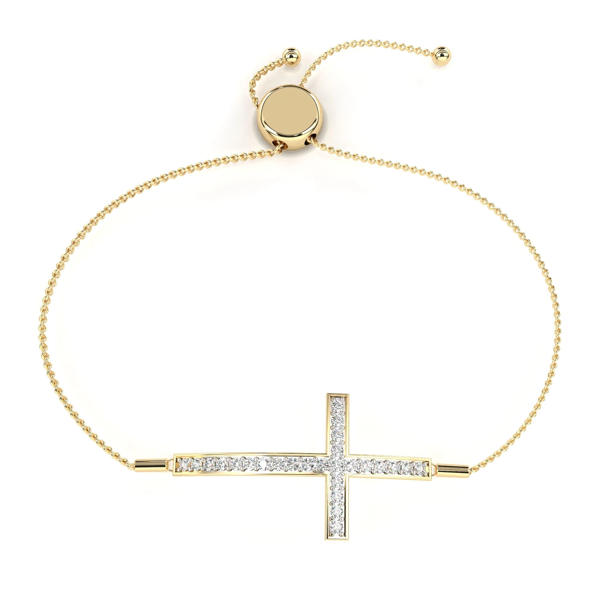0.36 Carat Diamond Cross Bracelet in White Gold for Women 18K Yellow Gold Natural Diamond