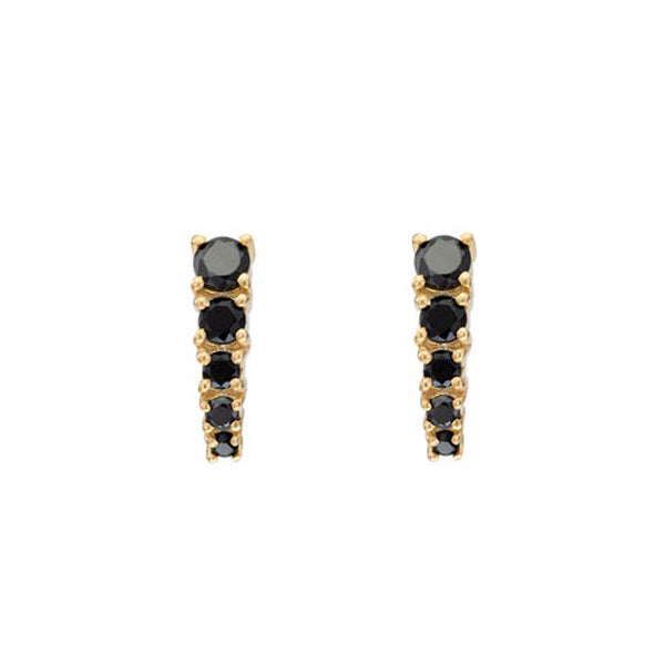 0.55 Carat Black Diamond Stud Earrings for Women 18K Yellow Gold