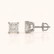 Luxury Princess Diamond Stud Earrings by Size & Setting