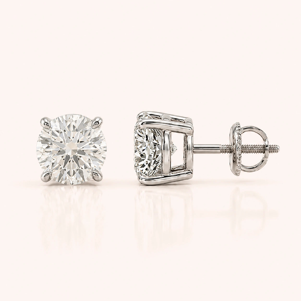 Luxury Round Diamond Stud Earrings by Size & Setting