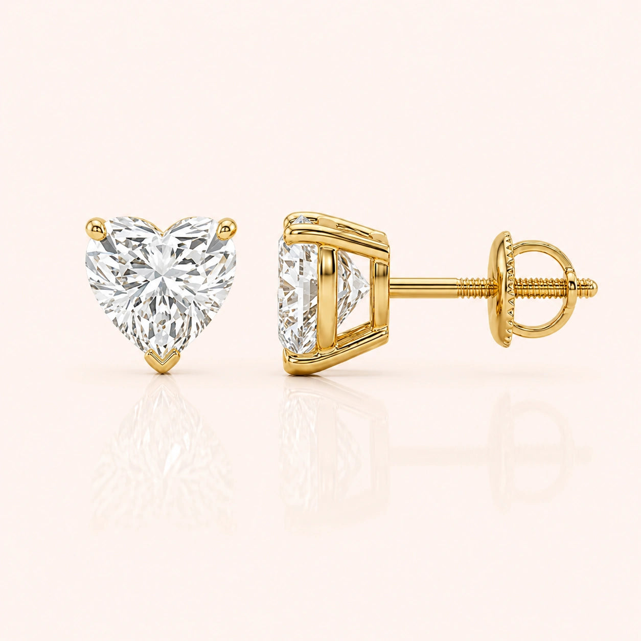 0.50 Ct to 5 Carat Heart Diamond Earrings in Multiple Settings