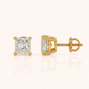 Luxury Princess Diamond Stud Earrings by Size & Setting