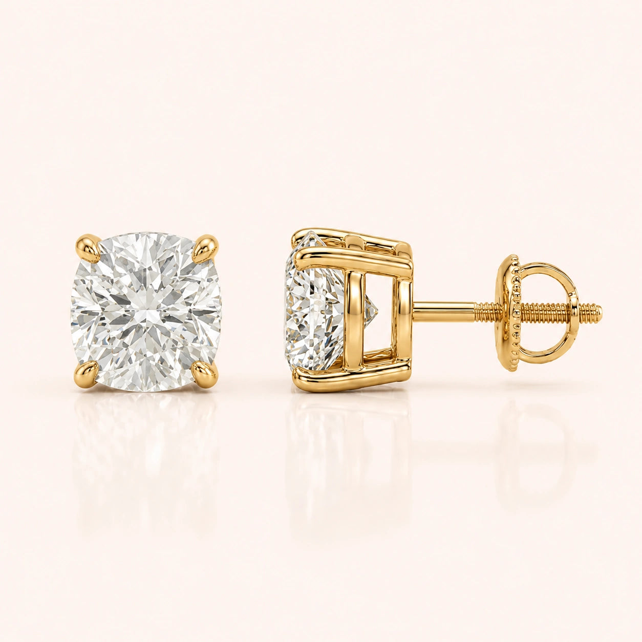 0.50 CT to 5 CT Cushion Cut Diamond Earrings