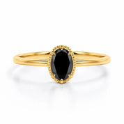 Unique 2 Carat Design Oval Cut Black Diamond Solitaire Engagement Ring 10K Yellow Gold Black Diamond Ring