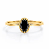 Unique 2 Carat Design Oval Cut Black Diamond Solitaire Engagement Ring