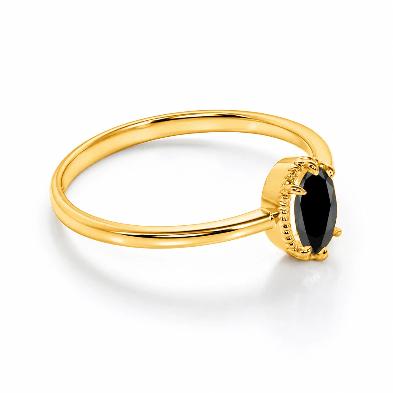Unique 2 Carat Design Oval Cut Black Diamond Solitaire Engagement Ring 18K Yellow Gold Black Diamond Ring