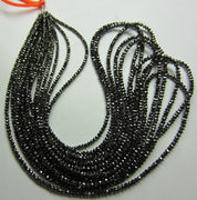 16 Ct Black Diamond Faceted Beads Strand