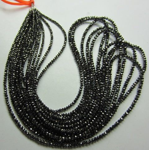 16 Ct Black Diamond Faceted Beads Strand