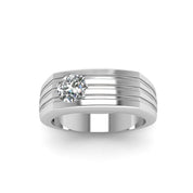 0.56 Ct Round Shape Solitaire Diamond Wedding Rings 10K White Gold Natural Diamond Men's Wedding Rings