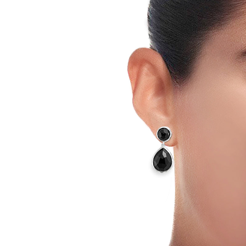 15 Carat Pear Shape Black Diamond Drop Earrings