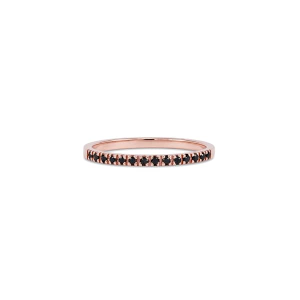 0.25 Ct Round Cut Diamond Prong Setting Black Diamond Eternity Ring 18K Rose Gold Black Diamond Wedding Rings