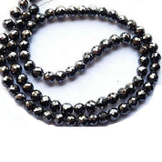 32 Inch Faceted Black Diamond Beads