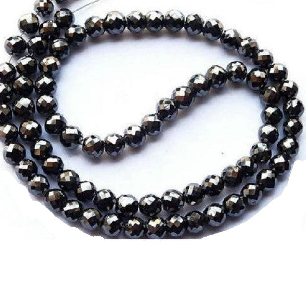 32 Inch Faceted Black Diamond Beads