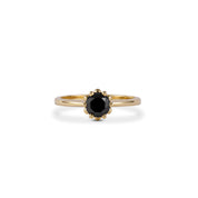 1.25 Ct Round Cut Diamond Solitaire Black Diamond Ring 18K Yellow Gold Black Diamond Engagement Ring
