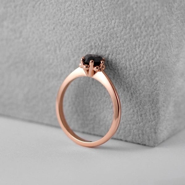 1.25 Ct Round Cut Solitaire Black Diamond Ring Black Diamond Engagement Ring