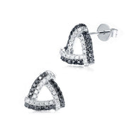1.20 Ct Triangle Shape Black & White Diamond Stud Earrings