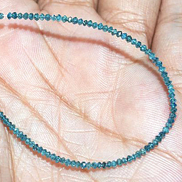 24 Inch Faceted Blue Diamond Beads