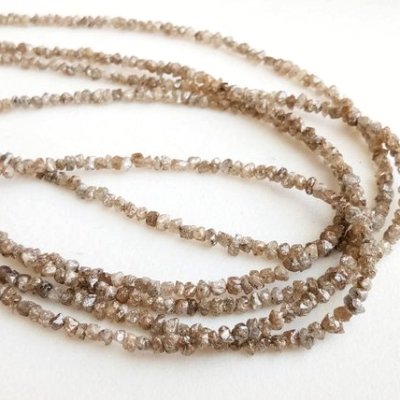 7 Inch Brown Uncut Diamond Beads