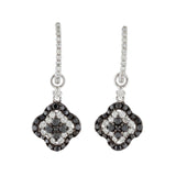 1.40 Carat Flower Design Black And White Diamond Drop Earrings