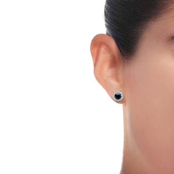 4.60 Carat Round Diamond Halo Stud Earrings in Luxe Glam Style