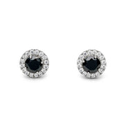 4.60 Carat Round Diamond Halo Stud Earrings in Luxe Glam Style