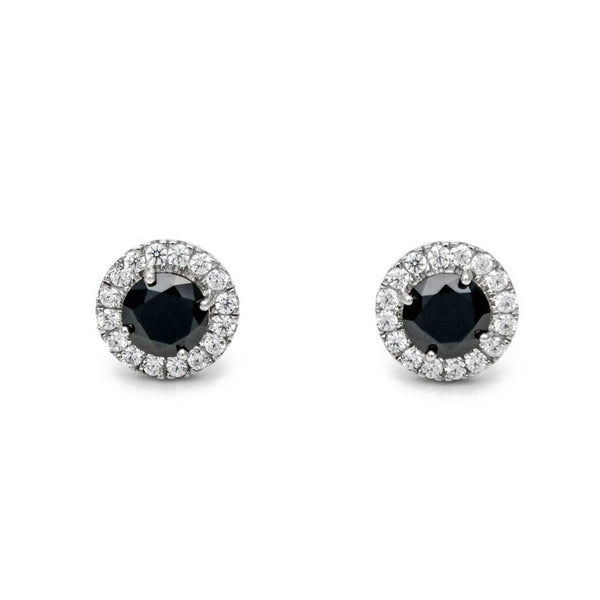4.60 Carat Round Diamond Halo Stud Earrings in Luxe Glam Style