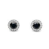 2ct Halo Black Diamond Stud Earrings