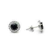 4.60 Carat Round Diamond Halo Stud Earrings in Luxe Glam Style