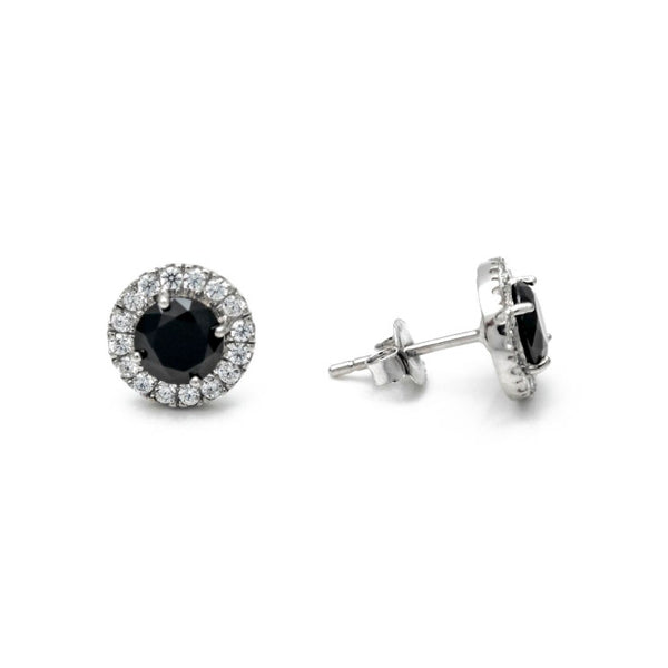 4.60 Carat Round Diamond Halo Stud Earrings in Luxe Glam Style