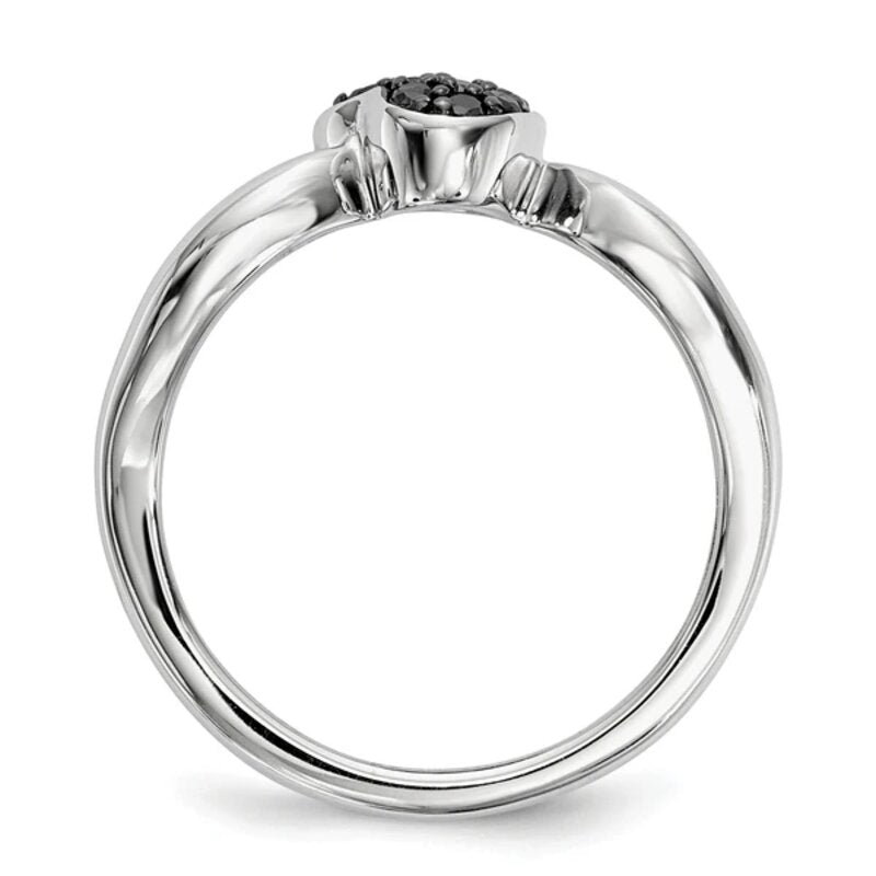 0.10 Ct Round Cut Heart Shaped Pave Set Black Diamond Ring Black Diamond Engagement Ring