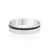 0.31 Ct Round Cut Channel Setting Black Diamond Half Eternity Wedding Band