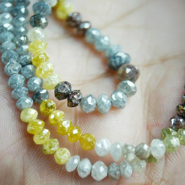 28 Inch Fancy Colored Diamond Beads Necklace