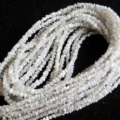 18 Inch White Uncut Diamond Beads