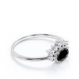 3 Ct Oval Cut white and Black diamond engagement ring